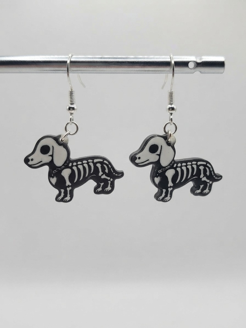 NEW Handmade Dachshund Skeleton Earrings  (0342)